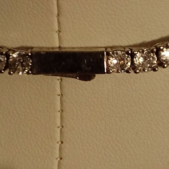 Elegant Silver-Tone Tennis Necklace With Sparkling Round Cut Simulated Diamonds - Picture 4 of 4